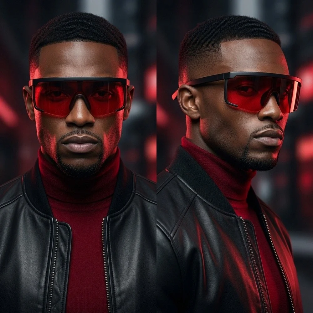 Mens Red Shield Sunglasses Futuristic‎ Flat Top Oversized Visor Streetwear UV400